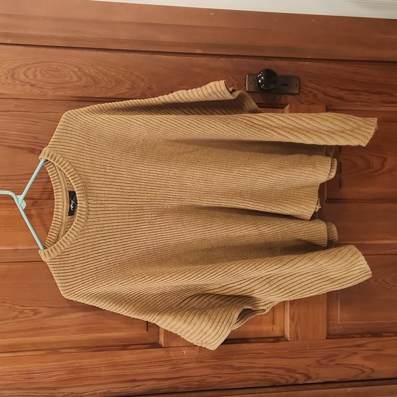 DONATION SALE, BOGO FREE Angee tan ribbed poncho - Picture 1 of 2